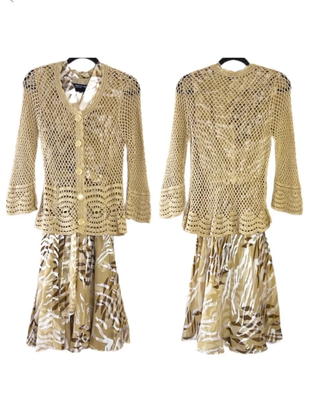 2 Piece Jones New York Collection Belt Wrap Midi Sleeveless Dress & Cardigan 8 - Picture 10 of 10